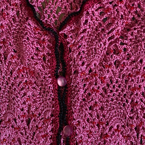 Vintage Betsey Johnson Pink Crochet Top with Black Accents - Picture 4 of 4